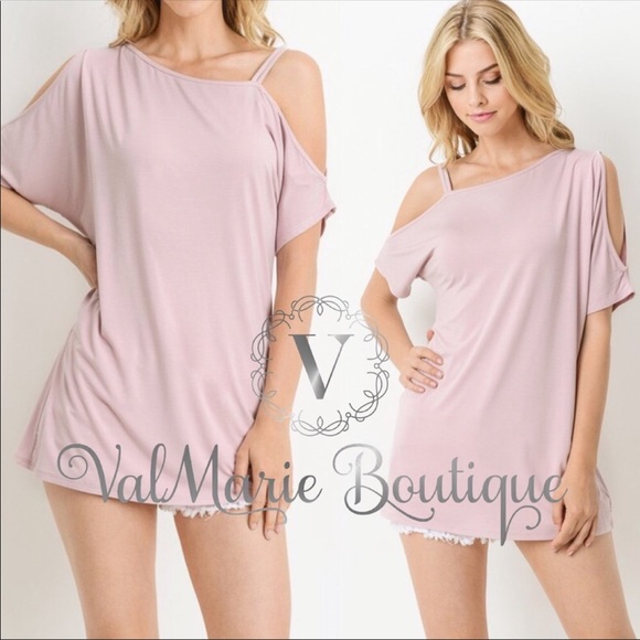 ValMarie Tops - Mauve cold shoulder top